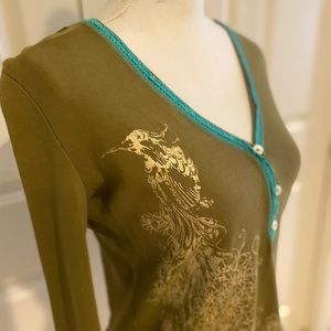 Oilily Long Sleeve V-neck Shirt | L